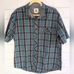 Paper Denim & Cloth Plaid Short Sleeved Button Down Short